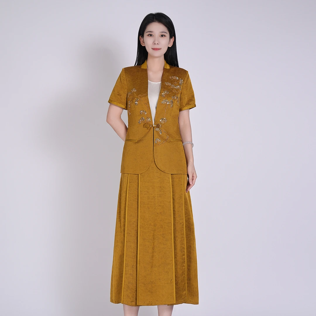 【大师系列】浒城古娘国风香云纱金缎龟套装HBSS050361+HBSS050362