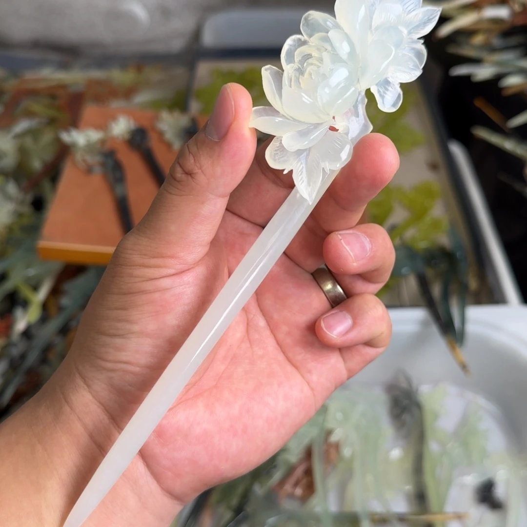 岫玉未镶嵌发饰明君玉簪就是好看