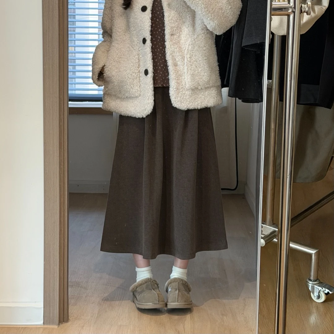 嘎子布·呢子半身裙！A字裙带大口袋半松紧秋冬高腰宽松百搭不扎人