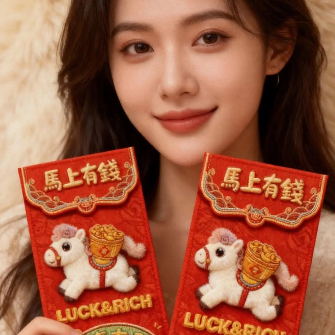 2026年马年新款可爱裸眼3D效果刺毛绒高级可爱风格红包