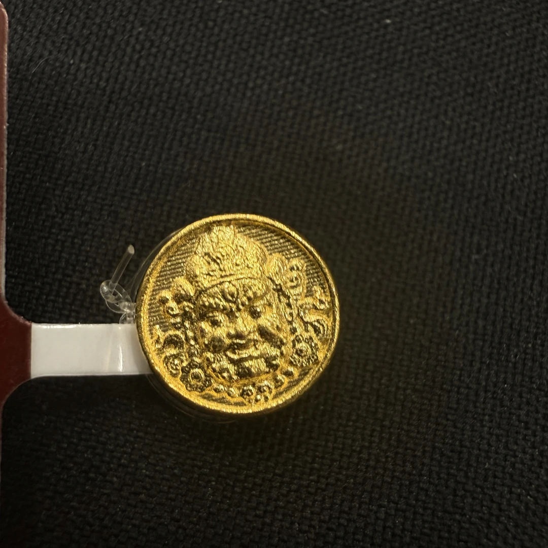 足金工艺古法黄财神横穿吊坠