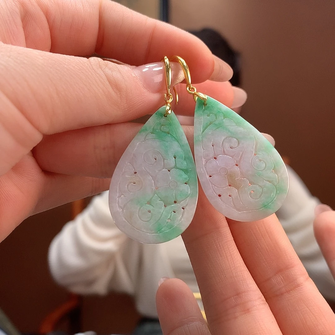 翡翠银S925镶嵌耳饰耳饰