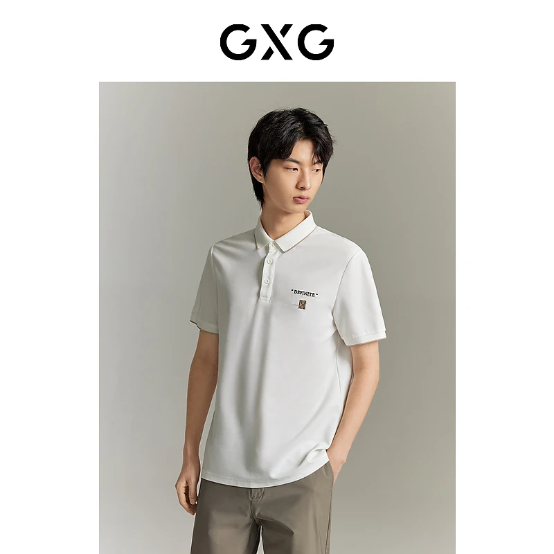 GXG男装 商场同款 双色绣花短袖POLO衫 23年夏季新品#GE1240803C