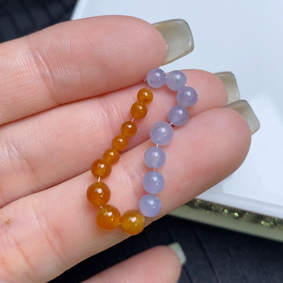 翡翠散珠冰红翡珠珠➕紫珠珠