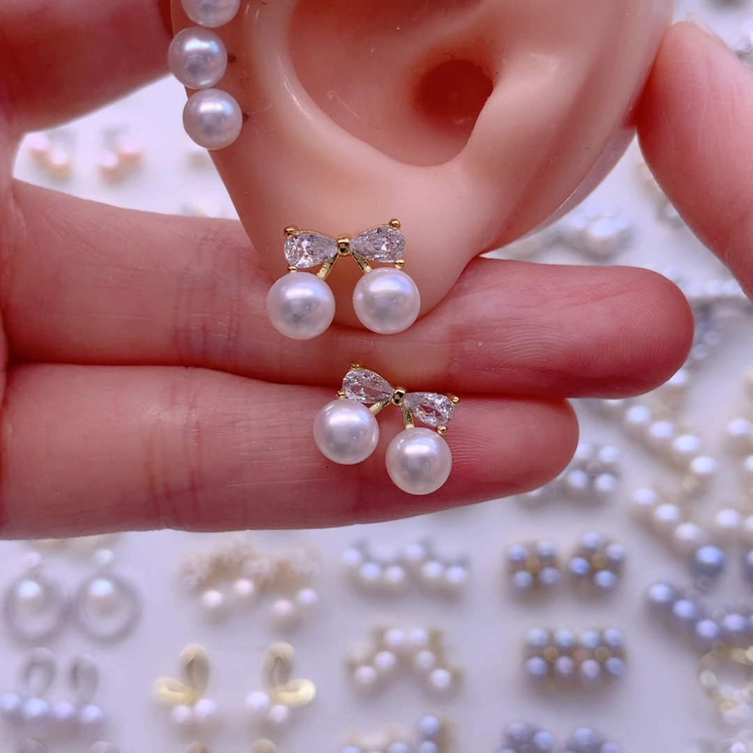 合金淡水珍珠耳饰