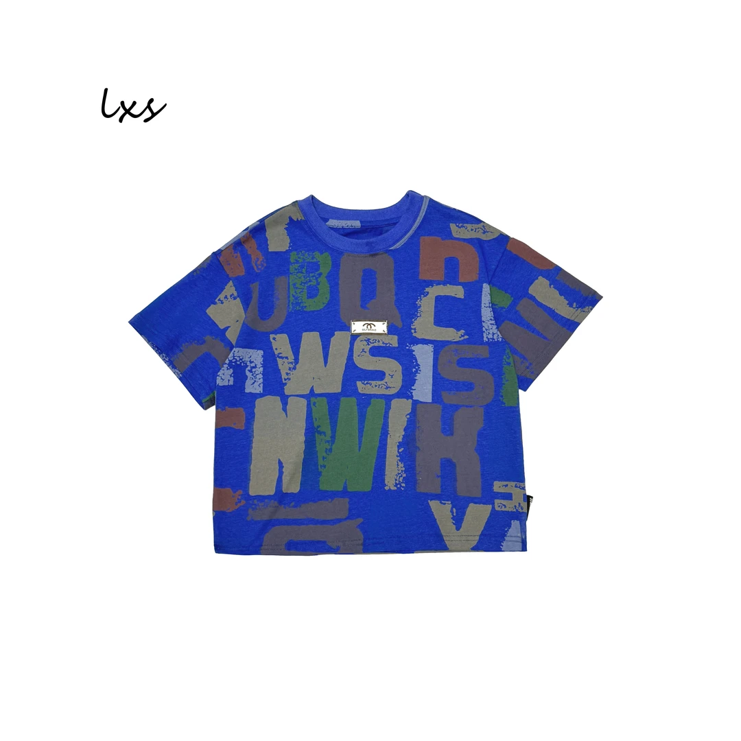 舅舅严选童装夏季男童韩版百搭时尚潮宽松儿童字母圆领短袖C88688