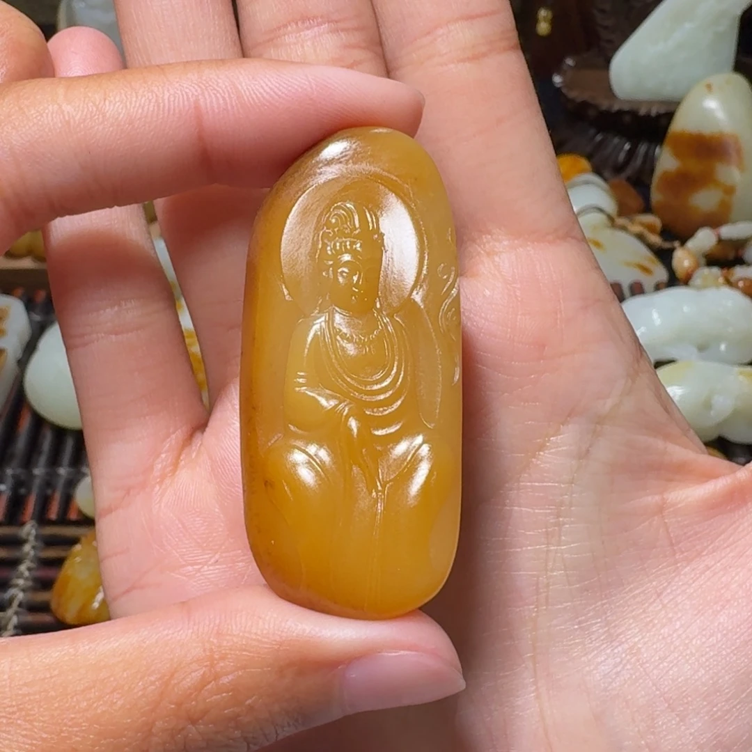 沉***金和田玉未镶嵌颈饰观自在