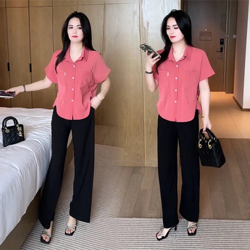 夏季穿搭衬衫休闲时尚洋气气质显瘦减龄短袖上衣2025宽松韩版轻熟