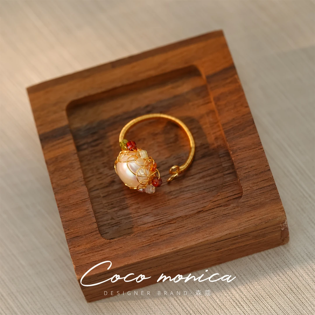 【小霞珠宝】天然淡水珍珠戒指轻奢设计师时尚WE80