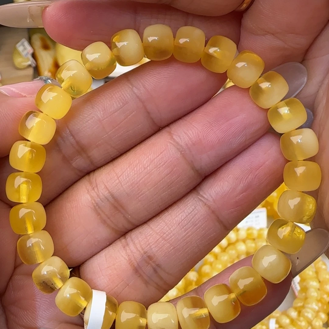 蜜蜡未镶嵌手链聚宝盆老型手串