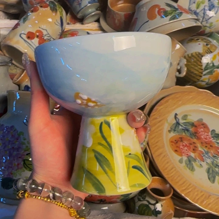 瓷片景德镇陶瓷手工手绘高温釉下瓷