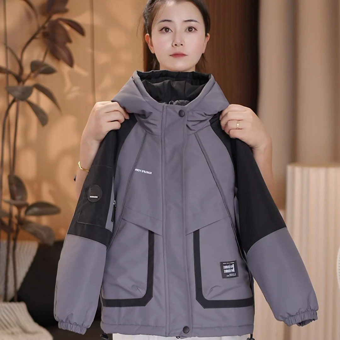 男童秋冬装夹棉冲锋衣外套2025新款加厚保暖上衣中大儿童男孩二棉