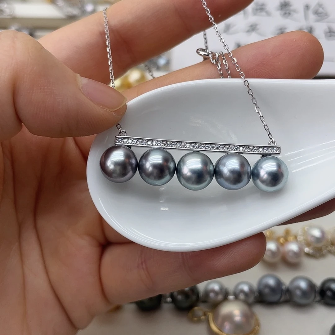 银S925镶嵌海水珍珠项链