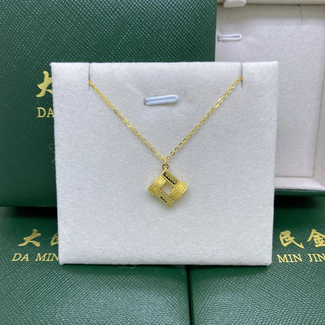 大民金用#7389时尚18K金Au750双面鱼菱形套链轻奢简约精致百搭