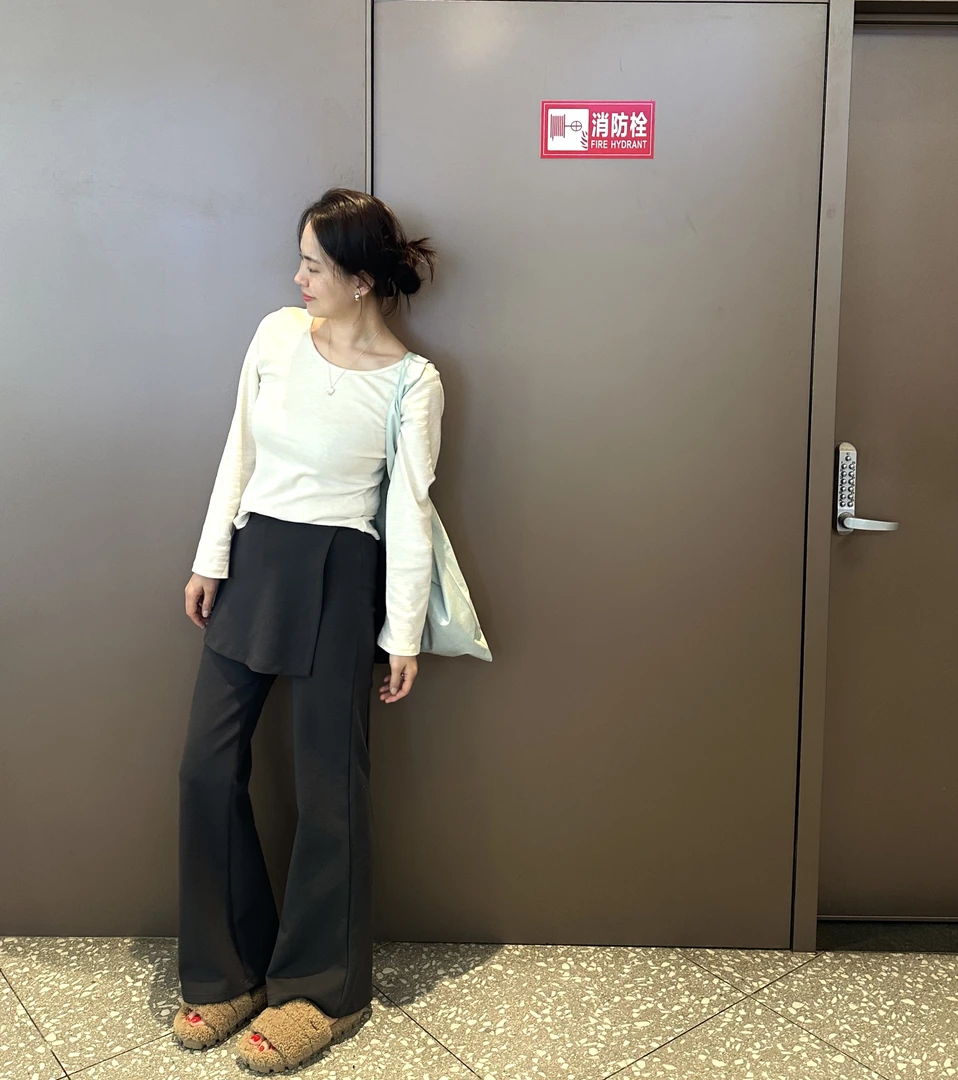 bloom   优雅银灰   春秋显瘦高腰外穿舒服休闲微喇假两件卫裤