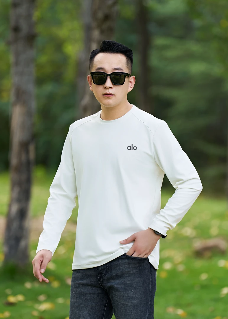 高弹秋季男士修身长袖印花圆领套头速干户外运动卫衣休闲百搭透气