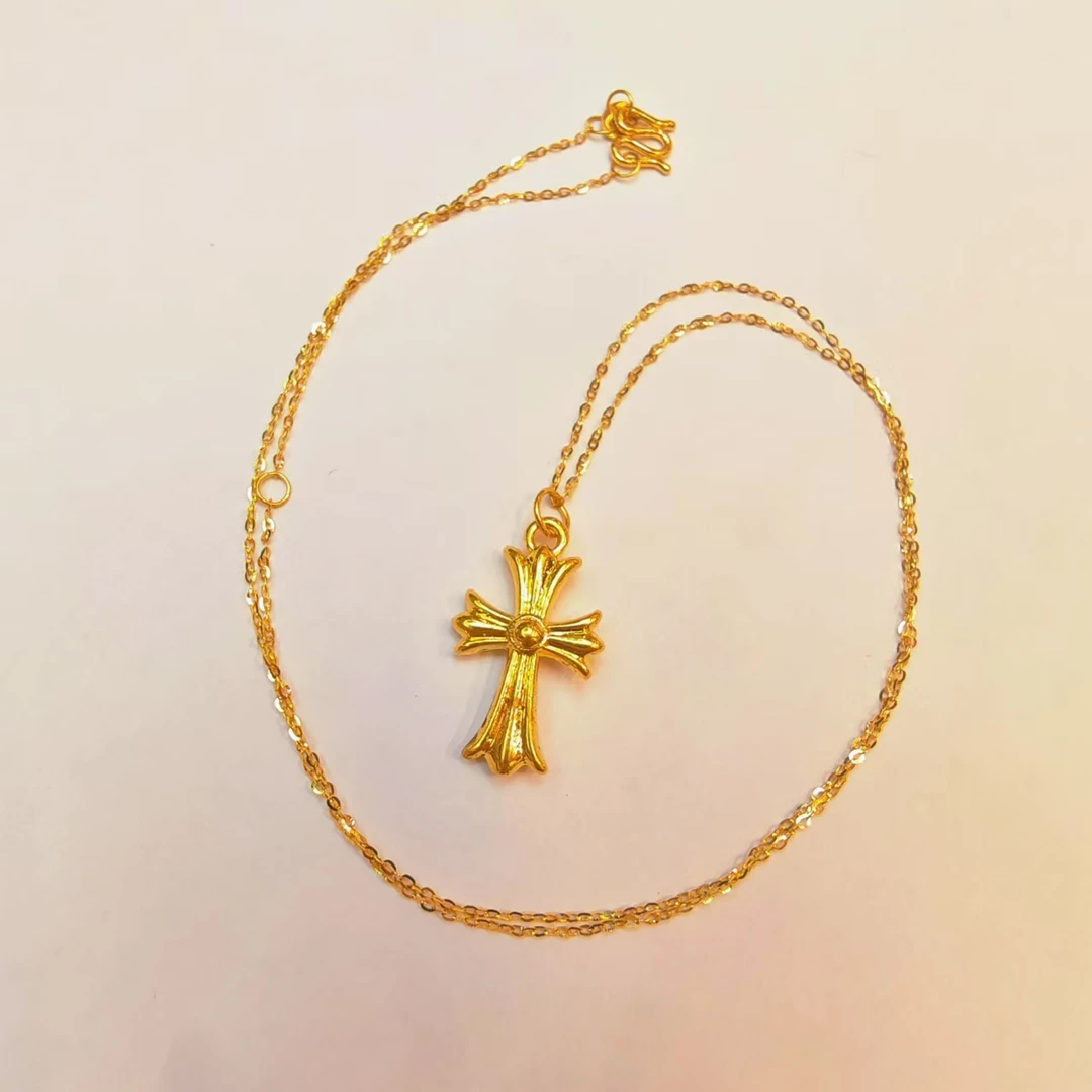 14#足金9995G工艺 黄金套链 十字架