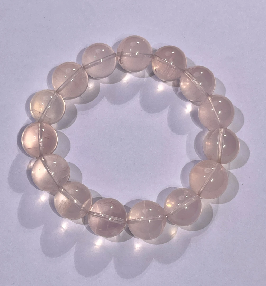 透体六芒星莫粉 粉水晶手串