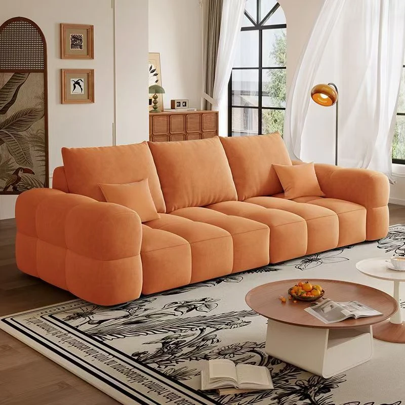 泡芙雪尼尔布艺沙发饱满宽大小户型客厅棉花糖云朵环保性直排沙发