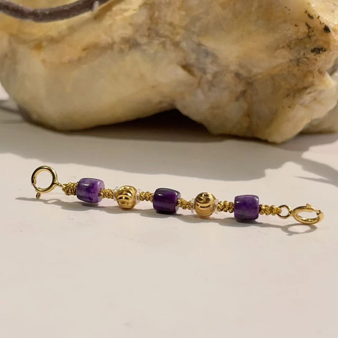 舒俱来泥地樱花紫桶珠项链延长链/4cm/AZB4532（晚烟）