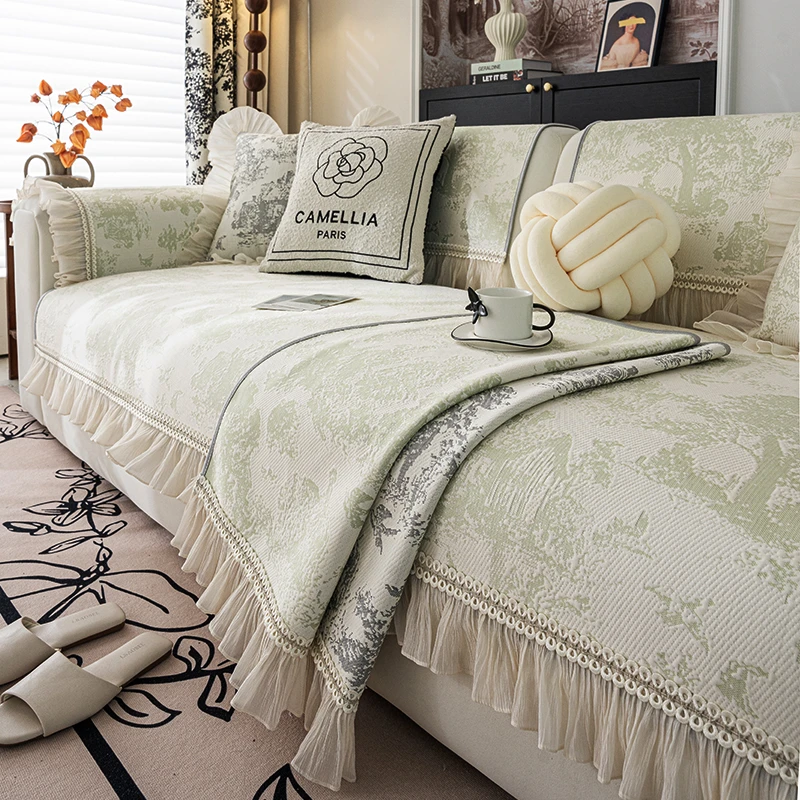 趣爸田园风沙发垫夏季冰丝2025新款防滑沙发坐垫盖布轻奢沙发套罩