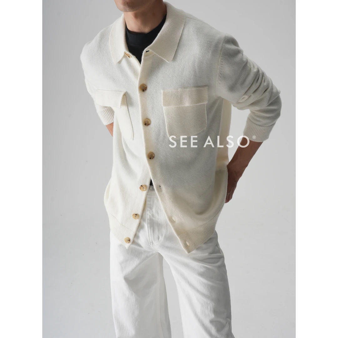 SEE ALSO『超高端面料』双袋超精纺丝光绵羊毛老钱针织翻领夹克毛衣