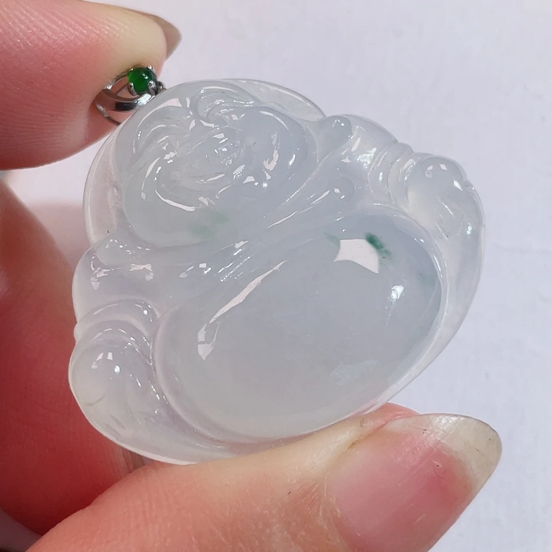 颈饰18K金镶嵌翡翠佛公