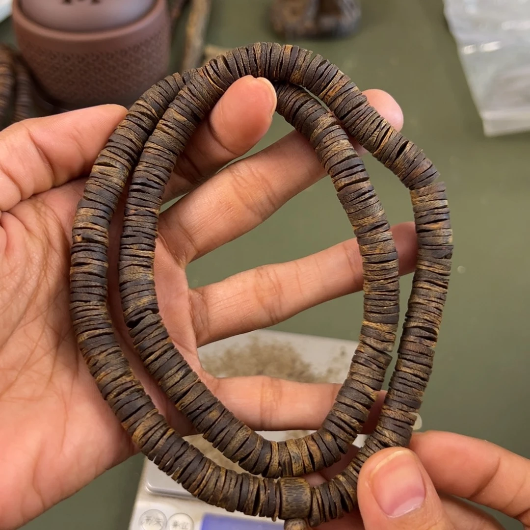 吹***雾沉香手串张勺子沉水片珠卡9/35g+