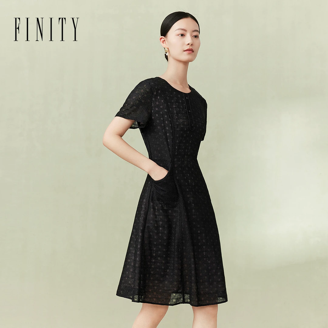 【小水专属】FINITY 镂空设计连衣裙新款名媛气质通勤 F20TC8132L