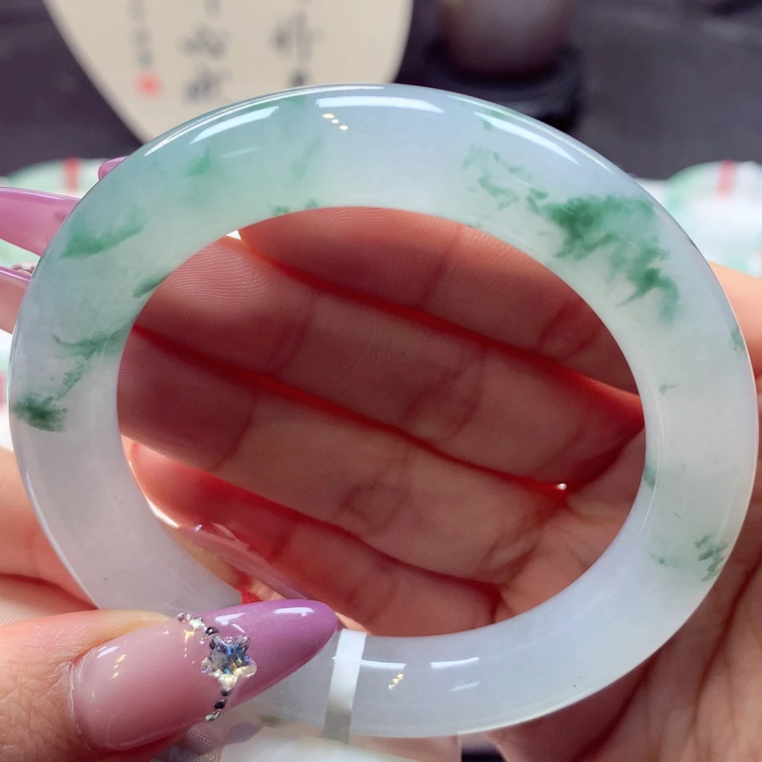 翡翠手镯未镶嵌圆条27号66