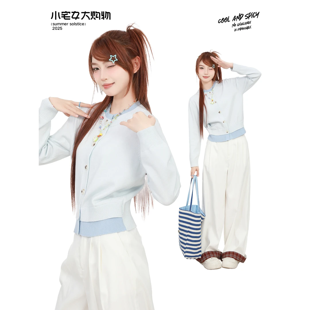 ZEENI 套装女秋季2025新款针织衫毛衣上衣休闲阔腿裤减龄一整套