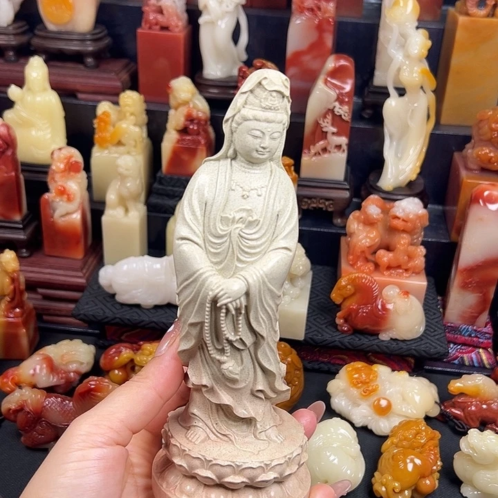 寿山石三秀园石摆件