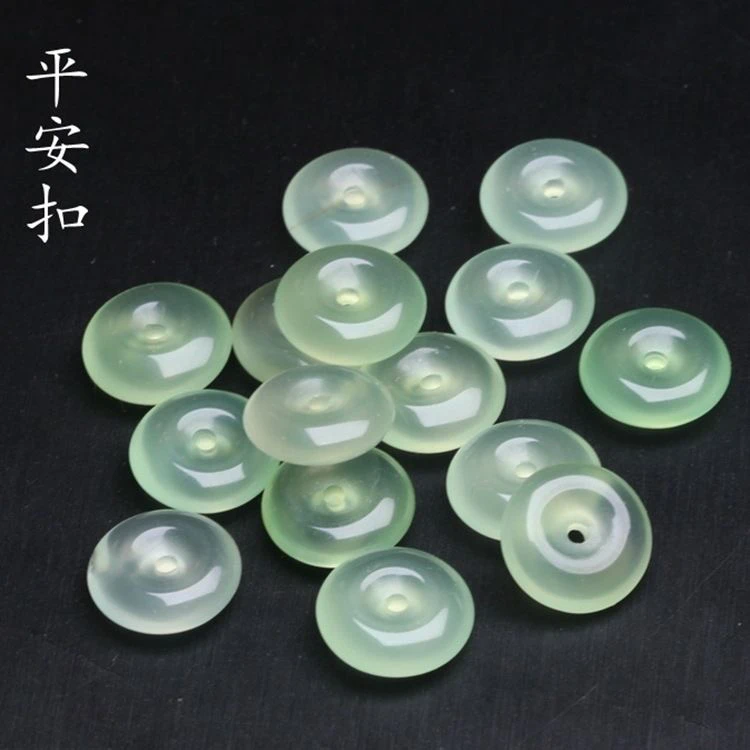 天然葡萄石平安扣吊坠裸石可镶嵌绕线吊坠项坠挂饰内有棉裂