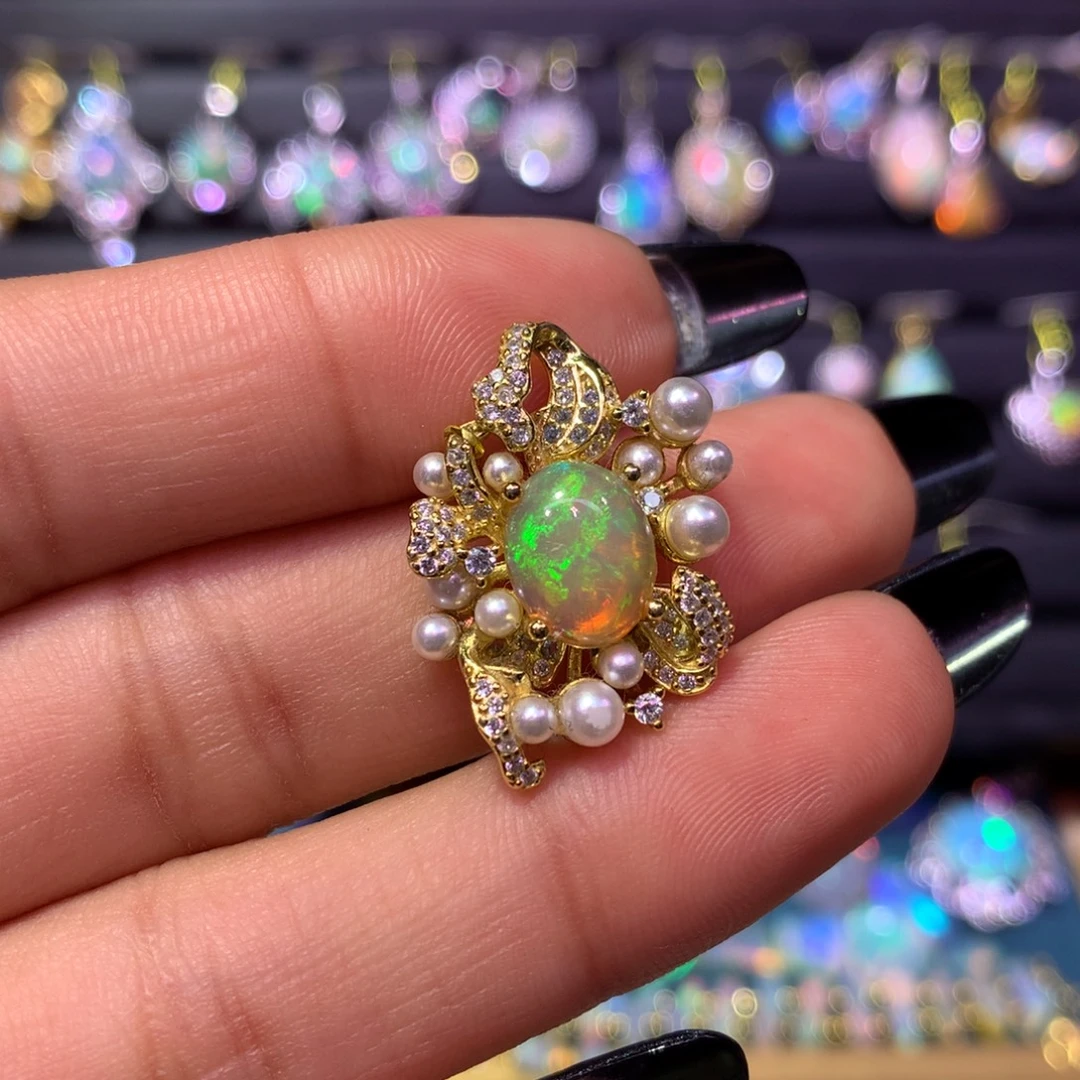 欧泊银S925镶嵌吊坠款