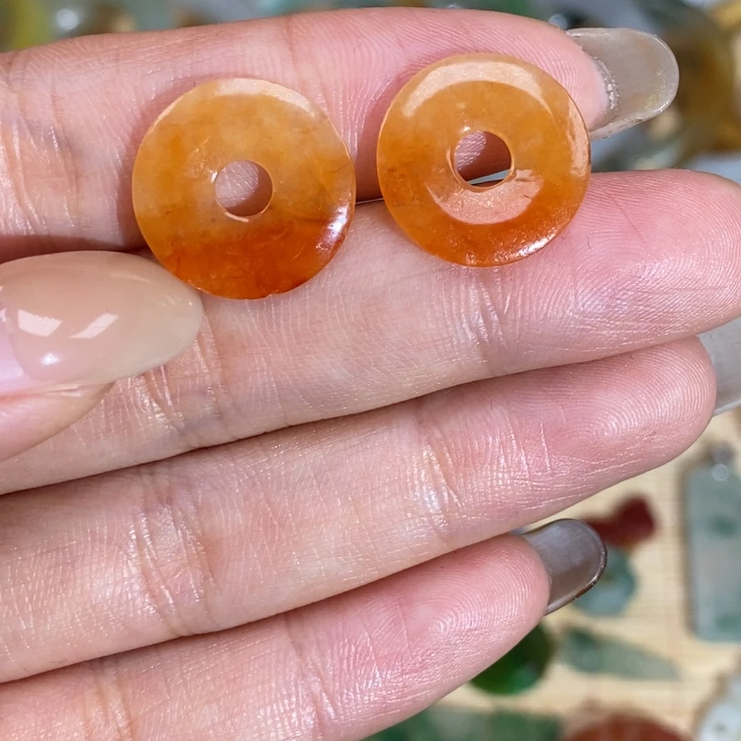 翡翠散珠冰红翡甜甜圈老翡翠