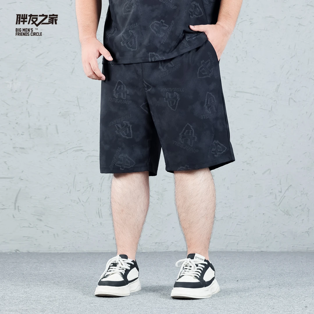 【冰丝短裤】夏季高弹薄款大码男加肥加大休闲百搭印花短裤PC521208