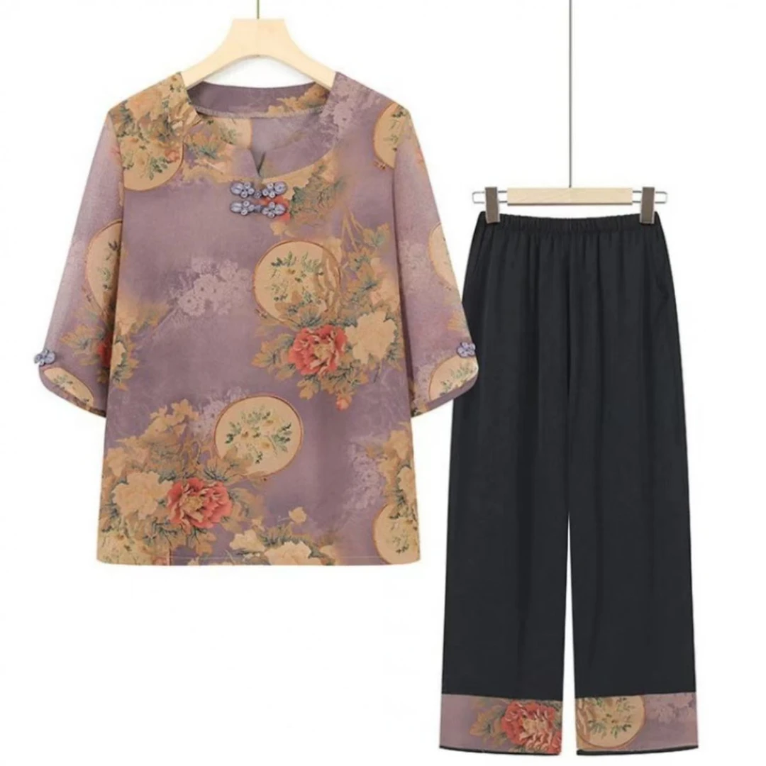 9399-妈妈装中老年女装时尚洋气套装遮肉显瘦女装C20-3-4