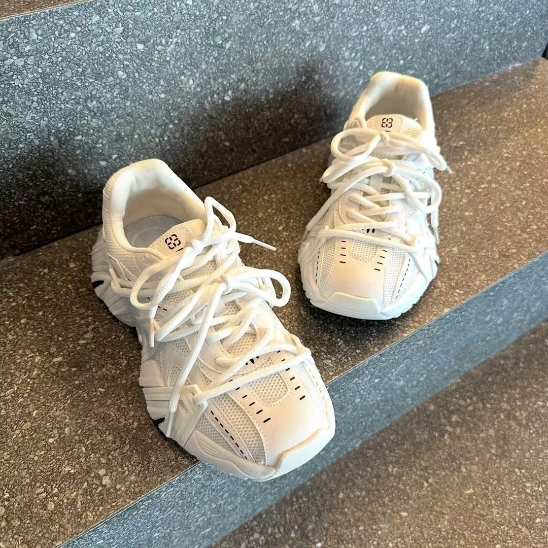 网红显脚小老爹鞋女款2025夏季新款爆款百搭厚底小白鞋休闲运动鞋