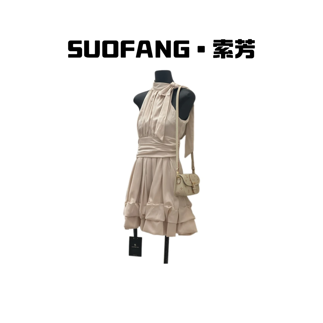 新品上市 无袖领口绑带设计连衣裙