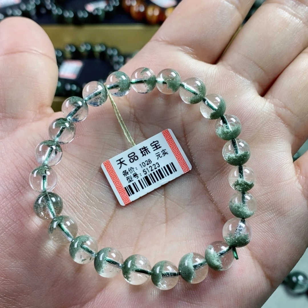 水晶手串未镶嵌五**个绿幽灵51223