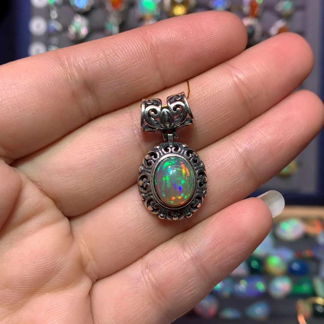 欧泊吊坠款式银S925镶嵌