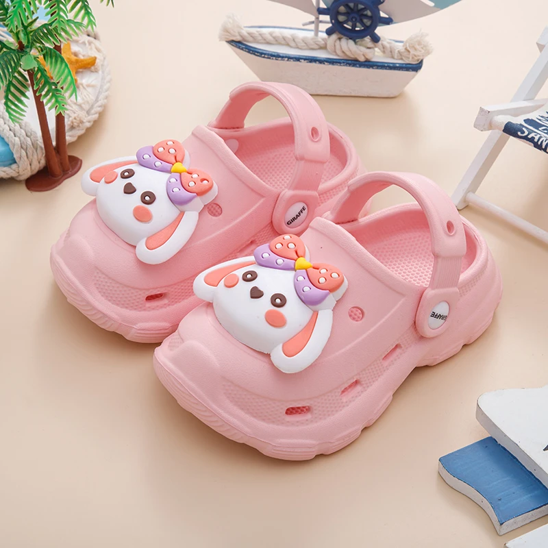 夏季女童新款EVA洞洞鞋防滑软底女孩凉拖防臭中小童卡通儿童拖鞋