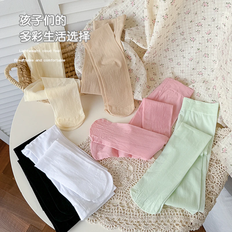 夏季超薄儿童丝袜防蚊女童连裤袜白色舞蹈袜