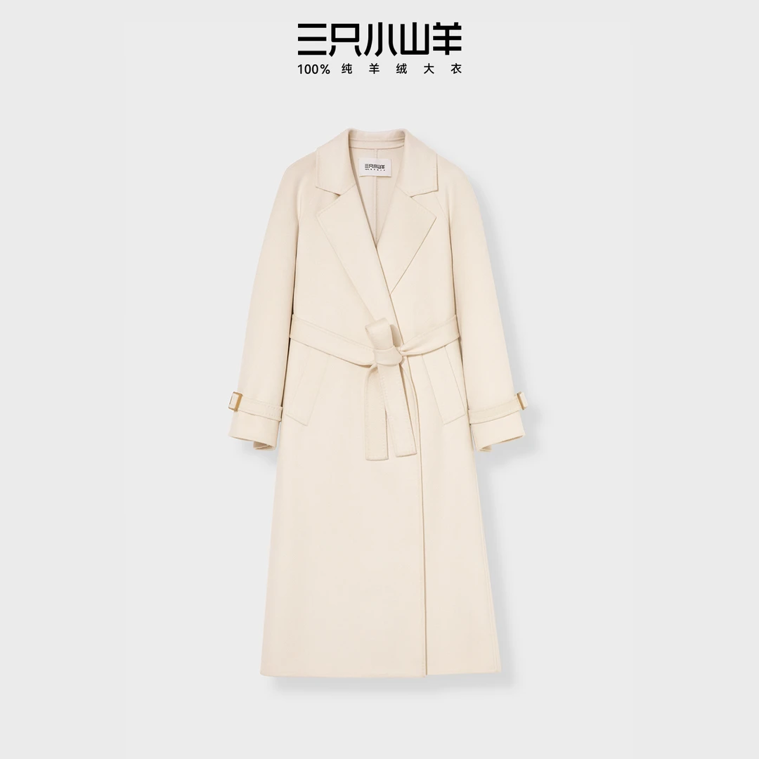 三只小山羊【715品牌日·时尚姐姐】100纯羊绒大衣女士长款