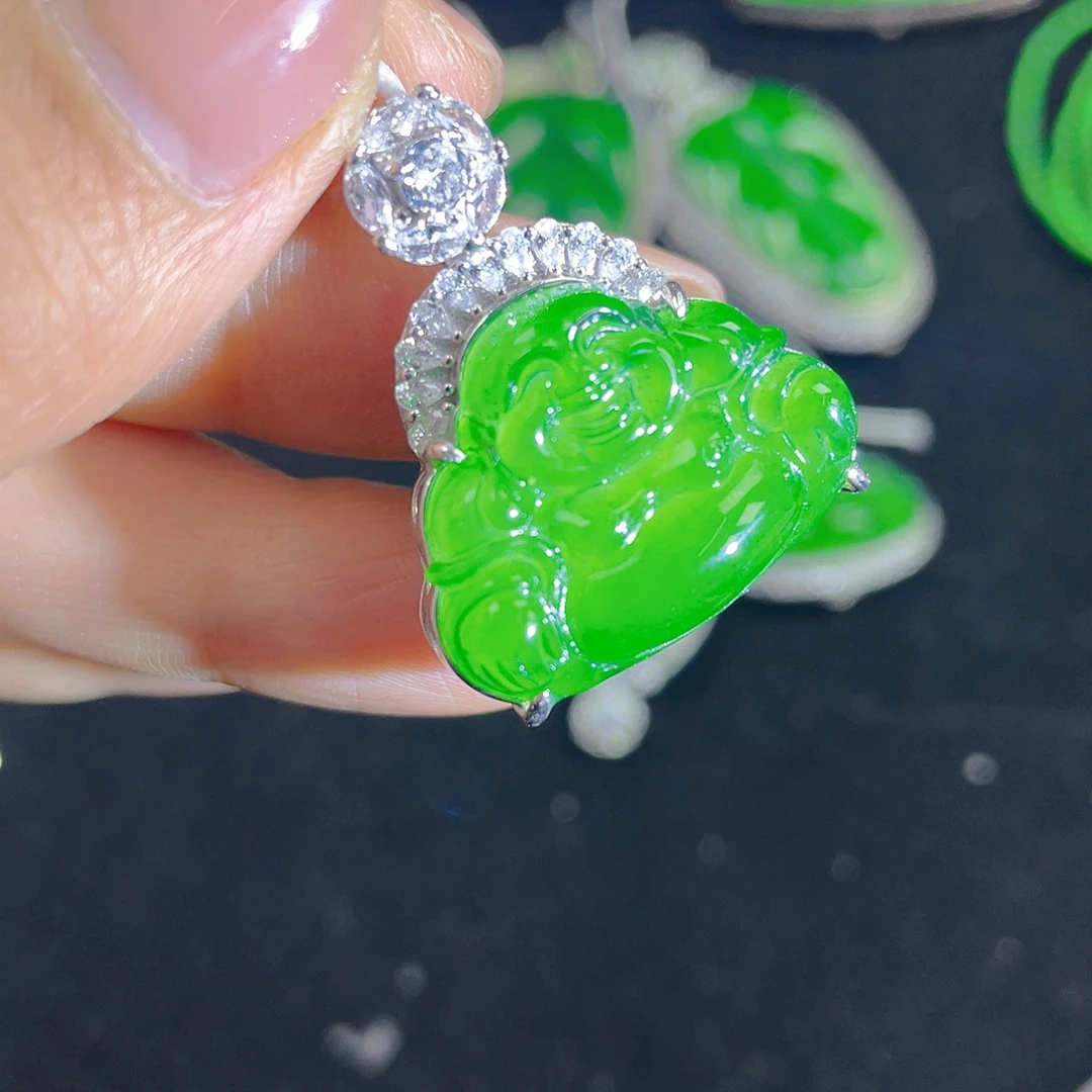 翡翠吊坠(不含链)银S925镶嵌