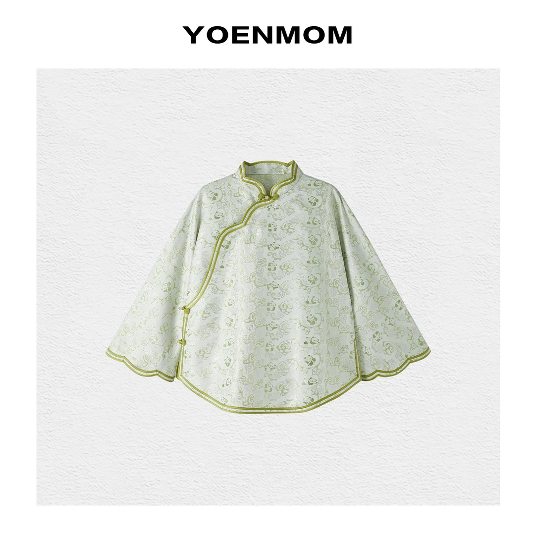 YOENMOM·东汉熊猫·春季新品 张和才古蜀锦清新减龄斜襟立领上衣