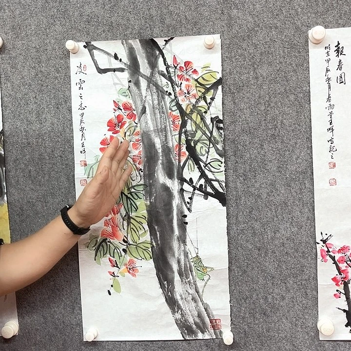 国画凌霄花绘画作品
