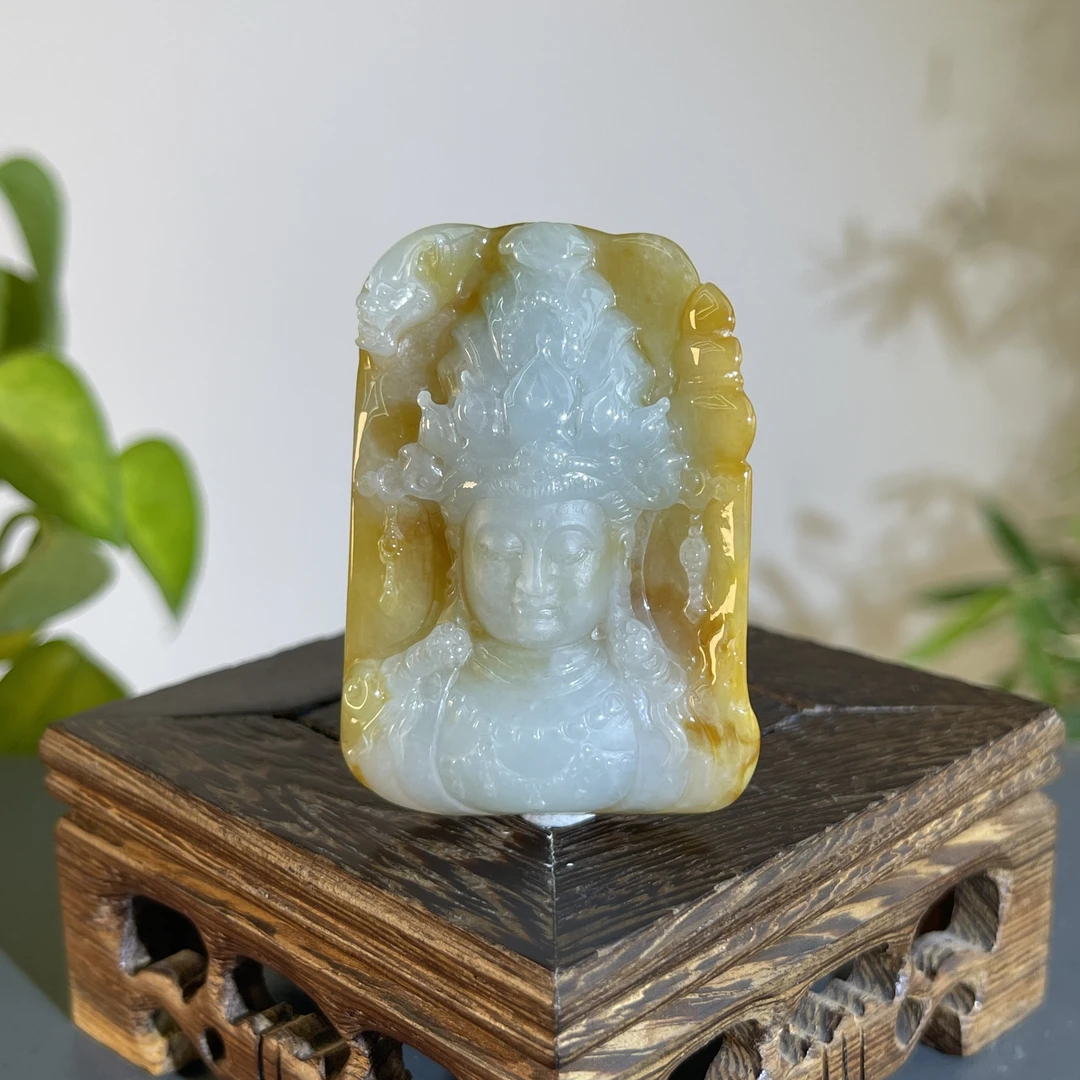 JXW15-161 天然缅甸A货翡翠 观音首