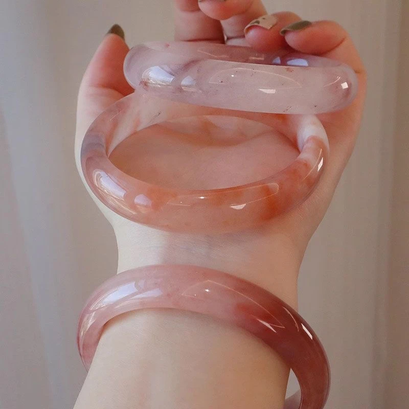 非金属布艺手镯 女士时尚金丝桃花酿粉色扁条手镯多样性发货