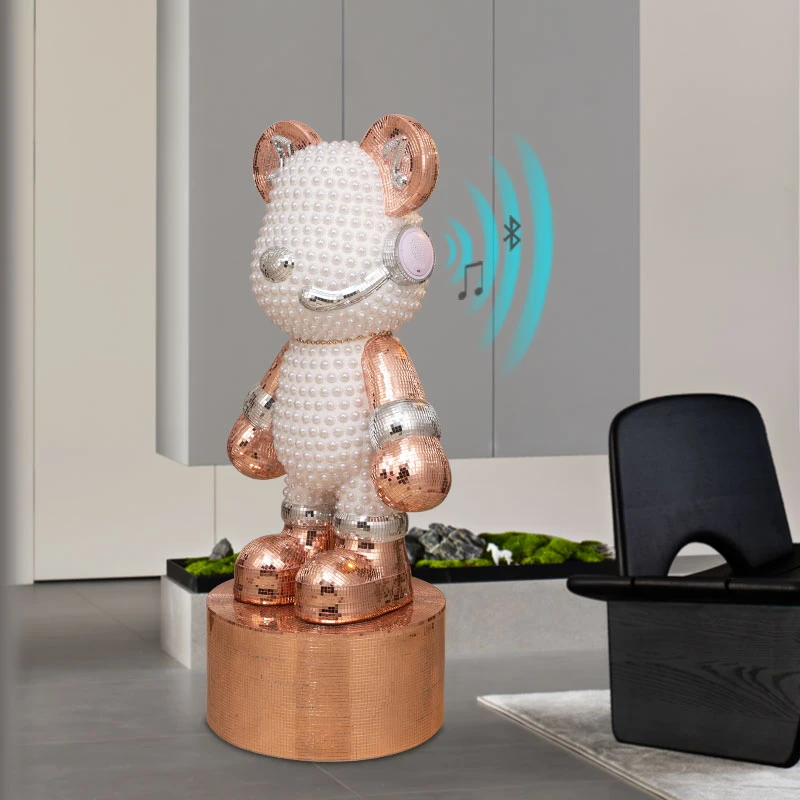 轻奢DJ音乐熊客厅落地大摆件暴力熊带蓝牙装饰品乔迁开业大礼物